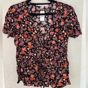 NWT Loft floral wrap top